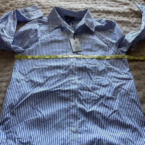 Sincerely Jules nwt blue white stripe cotton button up - Picture 6 of 7